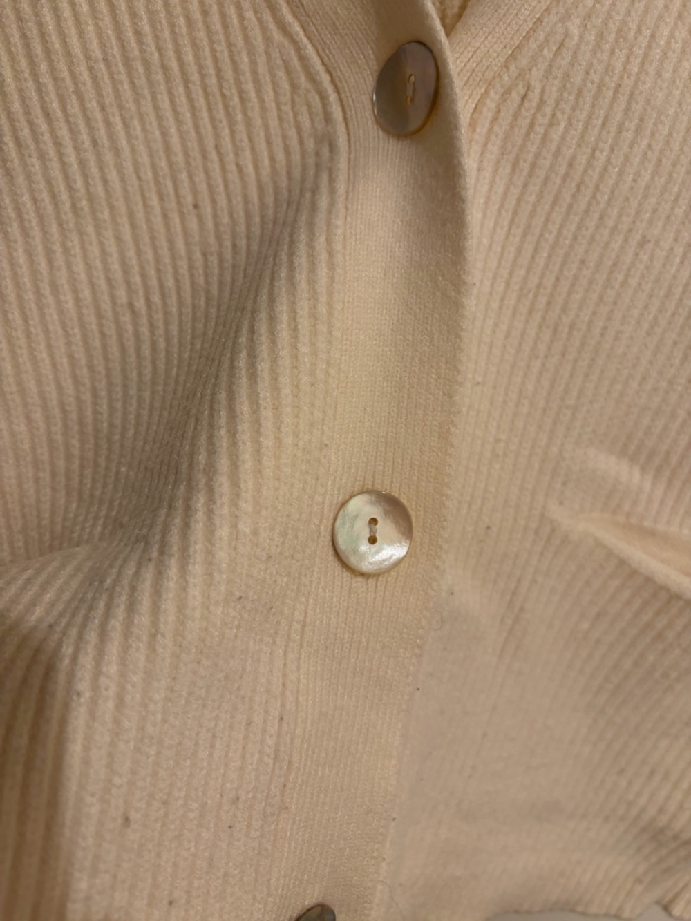 Maison123 Ivory Ribbed V-Neck Button Cardigan - Picture 3 of 5
